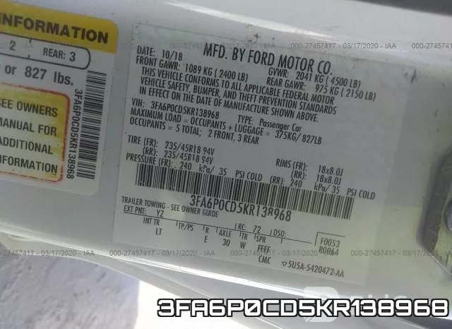 3FA6P0CD5KR138968 фото 10