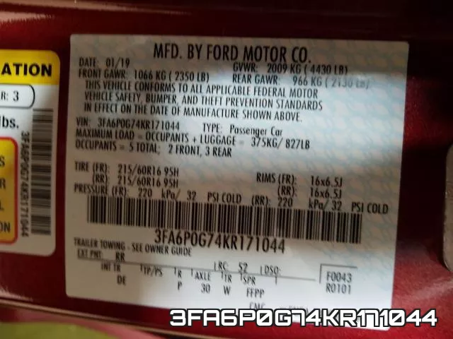 3FA6P0G74KR171044 фото 2
