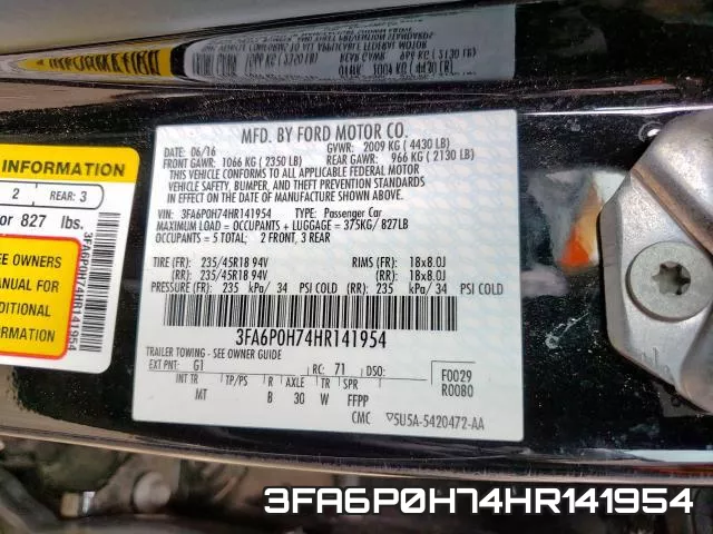 3FA6P0H74HR141954 фото 2