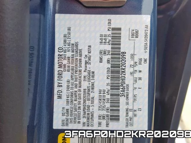 3FA6P0HD2KR202098 фото 2