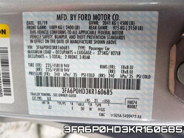 3FA6P0HD3KR160685 фото 2