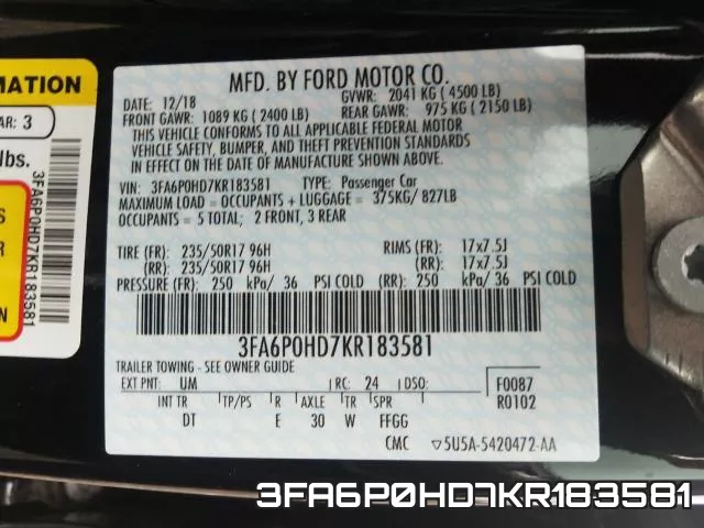 3FA6P0HD7KR183581 фото 2