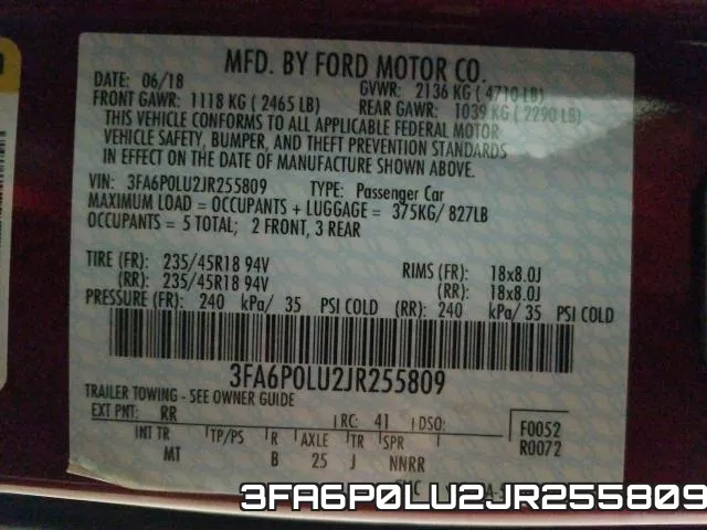 3FA6P0LU2JR255809 фото 2