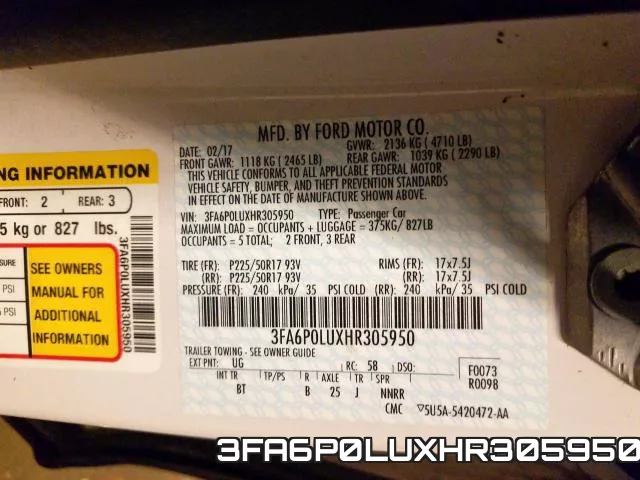 3FA6P0LUXHR305950 фото 2