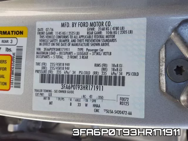3FA6P0T93HR171911 фото 2