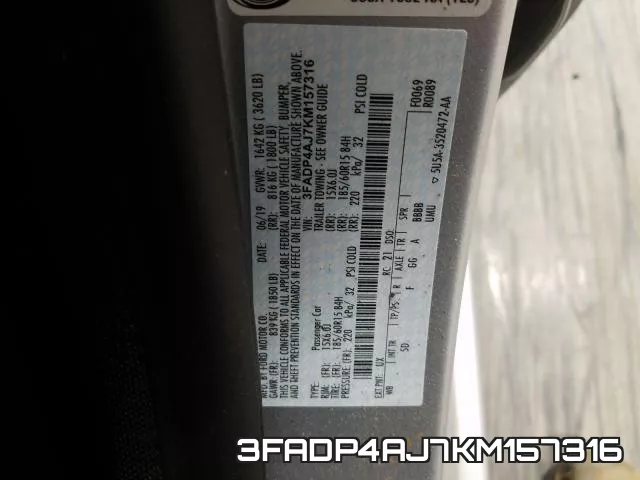 3FADP4AJ7KM157316 фото 2