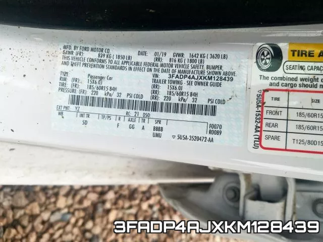 3FADP4AJXKM128439 фото 2