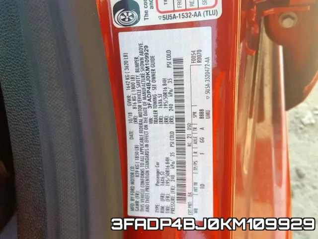 3FADP4BJ0KM109929 фото 2