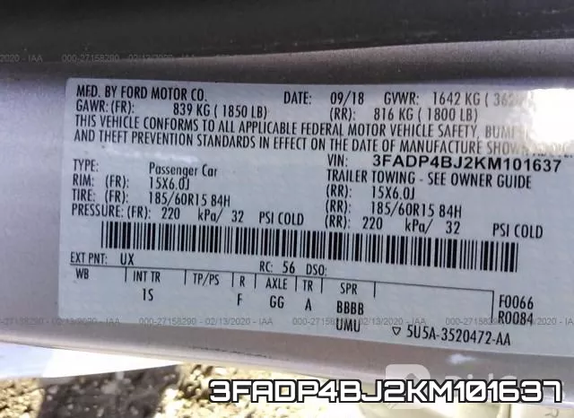 3FADP4BJ2KM101637 фото 10