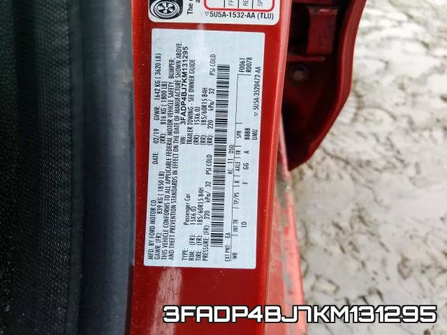 3FADP4BJ7KM131295 фото 2