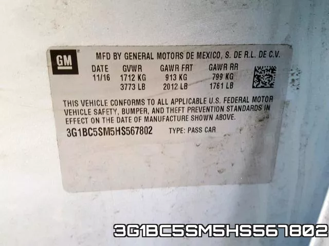 3G1BC5SM5HS567802 фото 2
