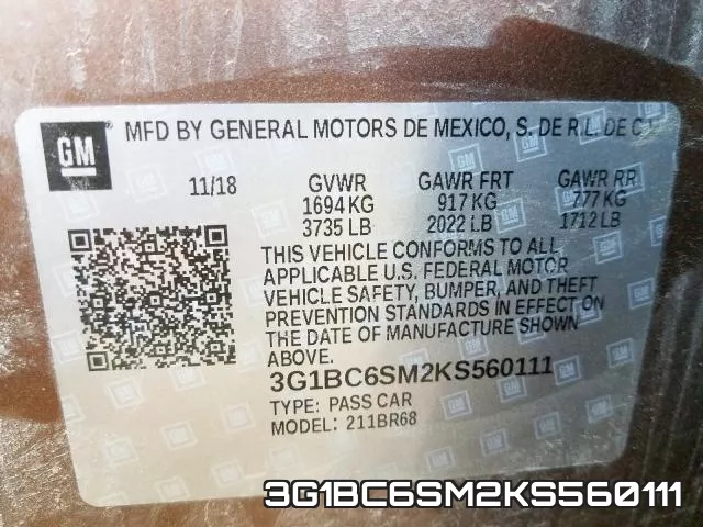 3G1BC6SM2KS560111 фото 2