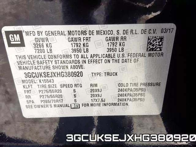 3GCUKSEJXHG380920 фото 2