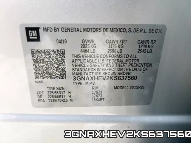 3GNAXHEV2KS637560 фото 2