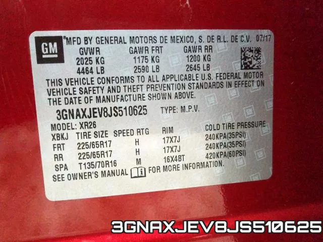 3GNAXJEV8JS510625 фото 2