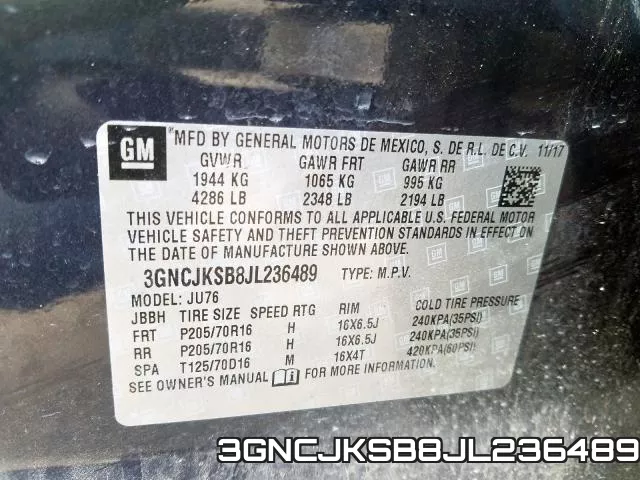3GNCJKSB8JL236489 фото 2