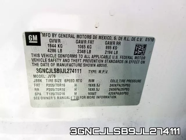 3GNCJLSB9JL274111 фото 2