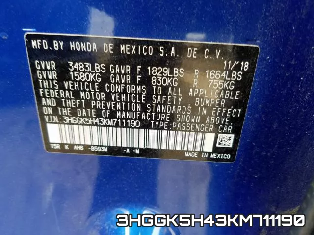 3HGGK5H43KM711190 фото 2