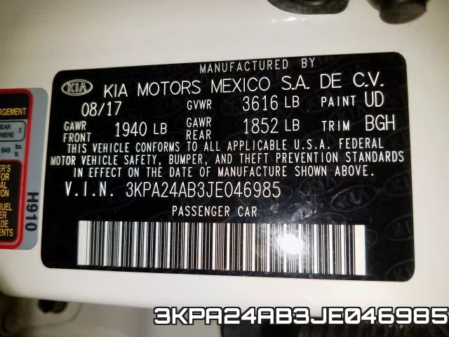 3KPA24AB3JE046985 фото 2