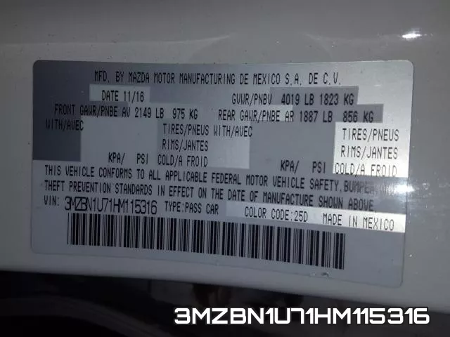 3MZBN1U71HM115316 фото 2