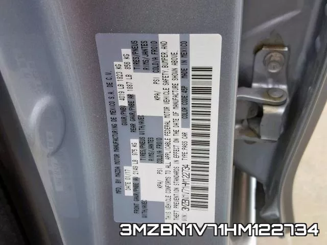 3MZBN1V71HM122734 фото 2