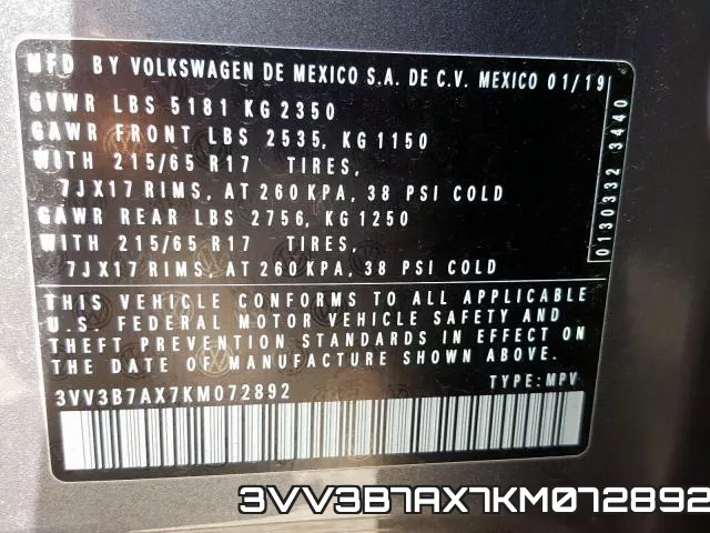 3VV3B7AX7KM072892 фото 2