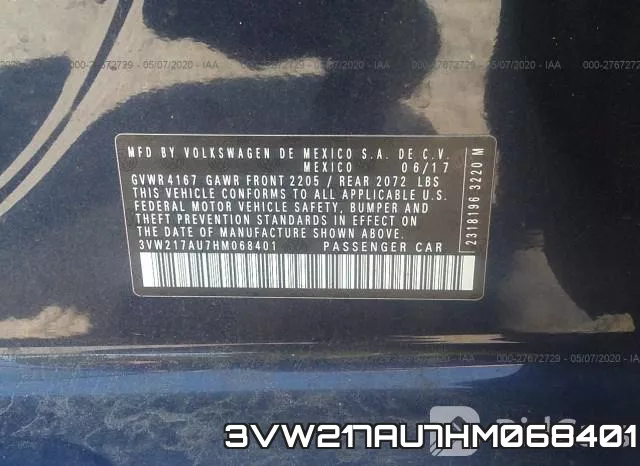 3VW217AU7HM068401 фото 10
