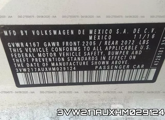 3VW217AUXHM029124 фото 10