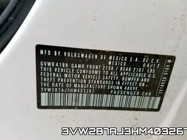 3VW2B7AJ3HM403267 фото 2