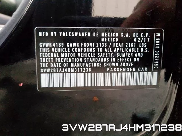 3VW2B7AJ4HM317238 фото 2