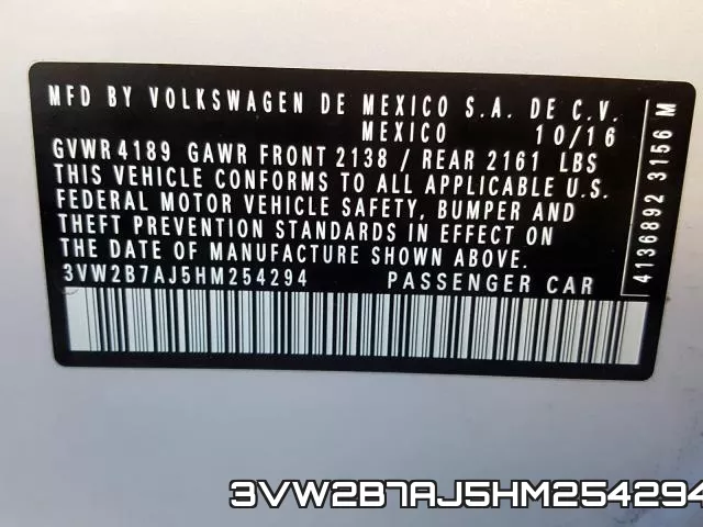 3VW2B7AJ5HM254294 фото 2