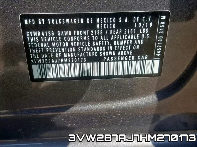 3VW2B7AJ7HM270173 фото 2