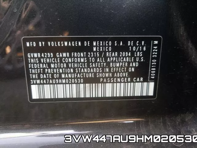 3VW447AU9HM020530 фото 2
