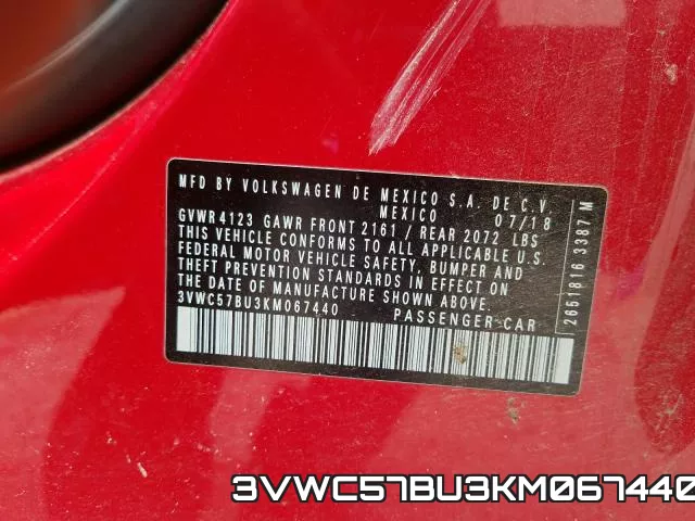 3VWC57BU3KM067440 фото 2