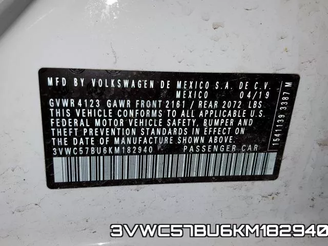 3VWC57BU6KM182940 фото 2