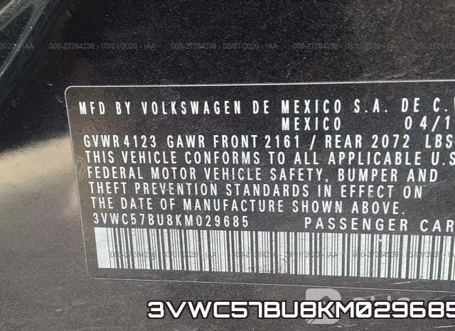 3VWC57BU8KM029685 фото 10