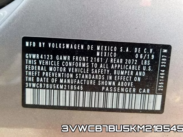 3VWCB7BU5KM218545 фото 2
