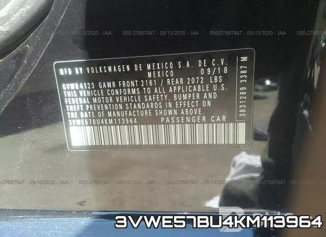 3VWE57BU4KM113964 фото 10