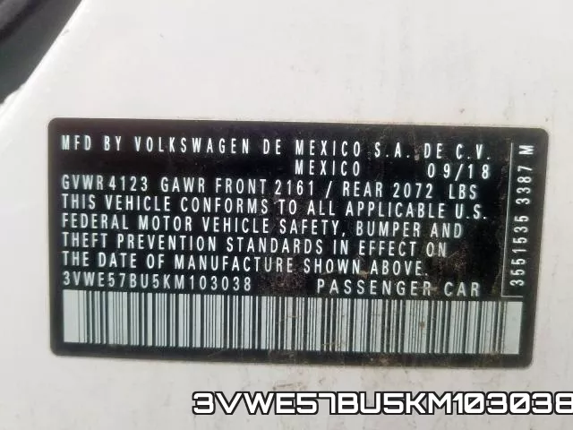 3VWE57BU5KM103038 фото 2