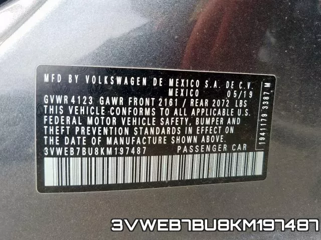 3VWEB7BU8KM197487 фото 2