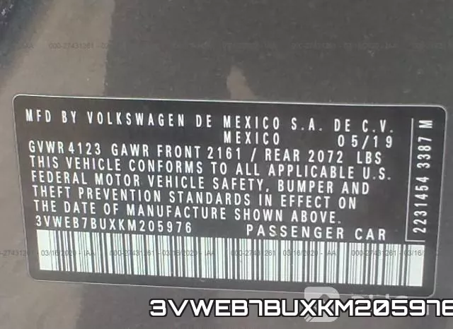 3VWEB7BUXKM205976 фото 10