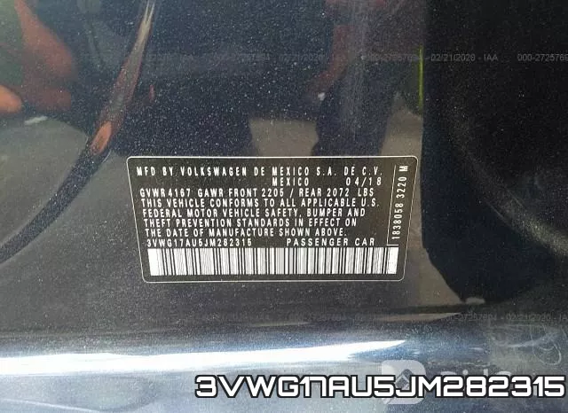 3VWG17AU5JM282315 фото 10