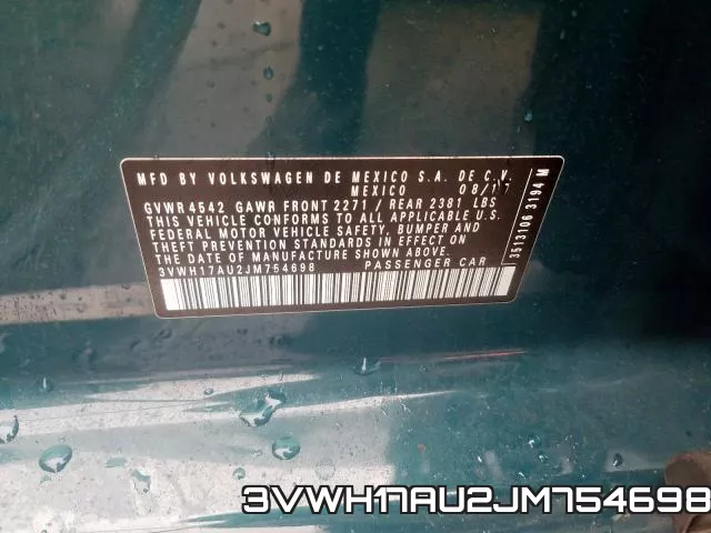 3VWH17AU2JM754698 фото 2