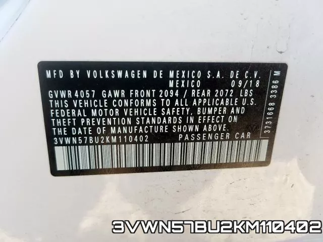 3VWN57BU2KM110402 фото 2