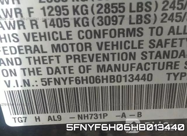 5FNYF6H06HB013440 фото 10