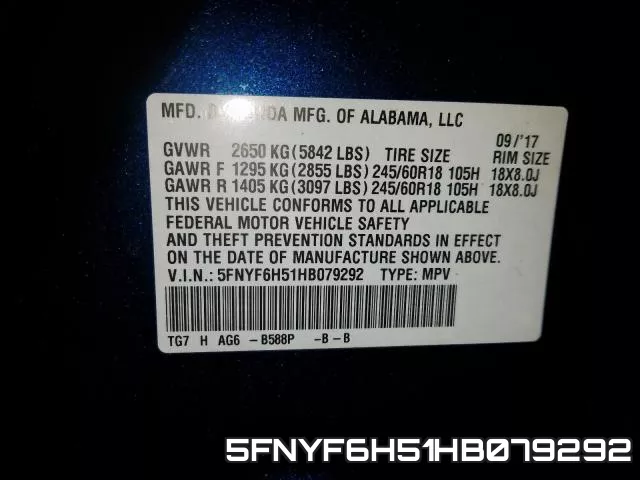 5FNYF6H51HB079292 фото 2
