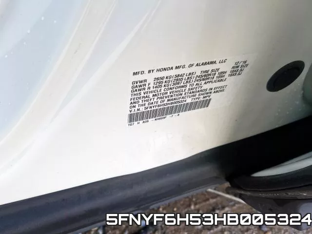 5FNYF6H53HB005324 фото 2