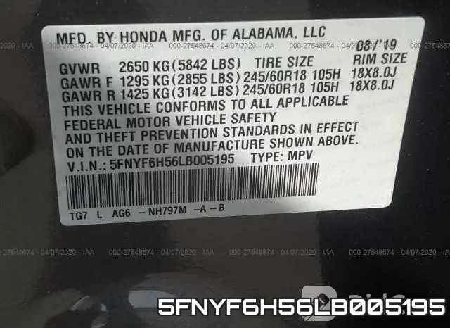 5FNYF6H56LB005195 фото 10