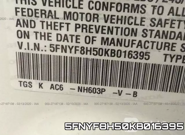 5FNYF8H50KB016395 фото 10