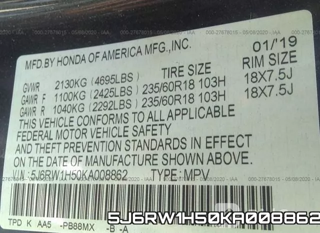 5J6RW1H50KA008862 фото 10